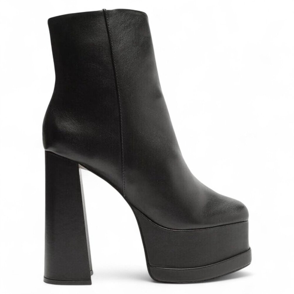 SCHUTZ Womens Square Toe Block Heel Zip-up Leather Booties - Picture 2 of 4
